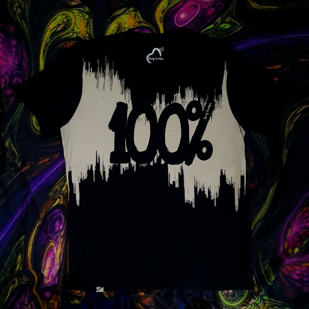 M - Being Human Black & Beige 100% Graphic Tee